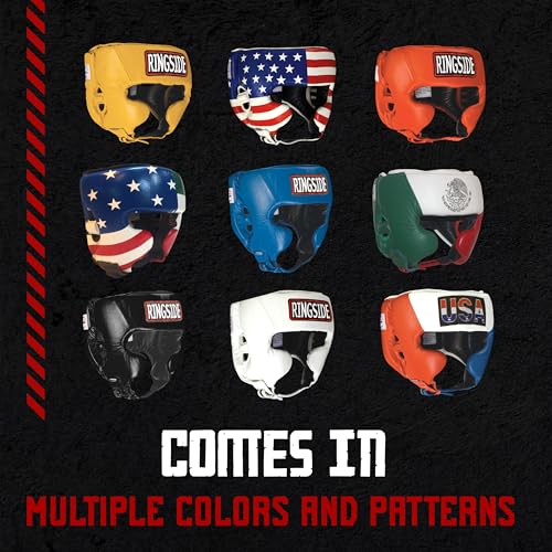 Ringside Competition Boxing Headgear, USA Boxing-Approved Leather Headgear with Cheek Protection, Great for MMA, Muay Thai, Kickboxing, and Training, Ideal for Men and Women, USA/Mexico, Large