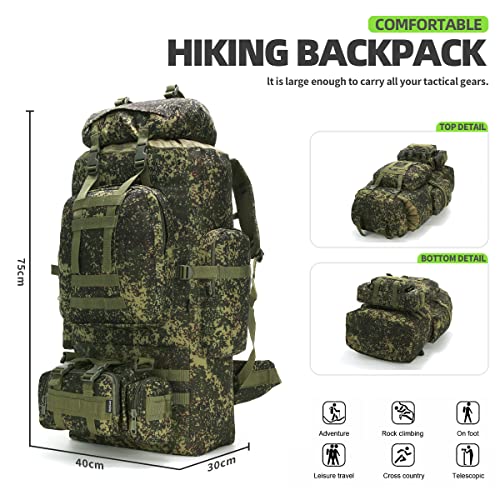 Large 100L Military Camping Hiking Backpack Molle Rucksack Russian Camo