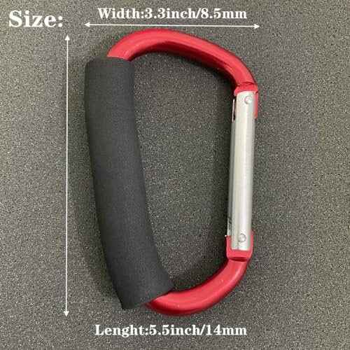 1Pc Carabiner Hook with Sponge 5.5inch for Sports Outdoors, D-Shape Large Aluminum Carabiner Clip Outdoors Recreation Climbing Carabiners Quickdraws Nonlocking Carabiners