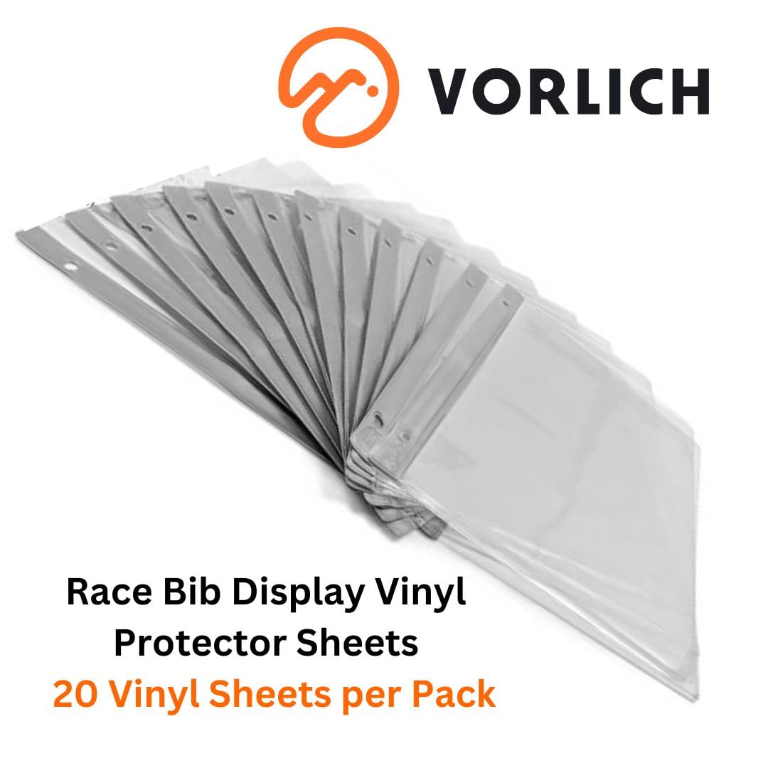 Race Bib Medal Display Sheets 20 Pack - Vinyl Sheet Protector - Vinyl Bib Pouches - Race Bib Covers - Running Bib Portfolio - Run Bib Holder - Running Bibs Sheets - Bib Vinyl - by Vorlich