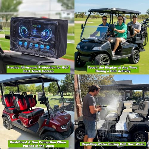 Woho Waterproof Touchscreen Cover for Golf Cart with Elastic Opening - Black with Clear Window