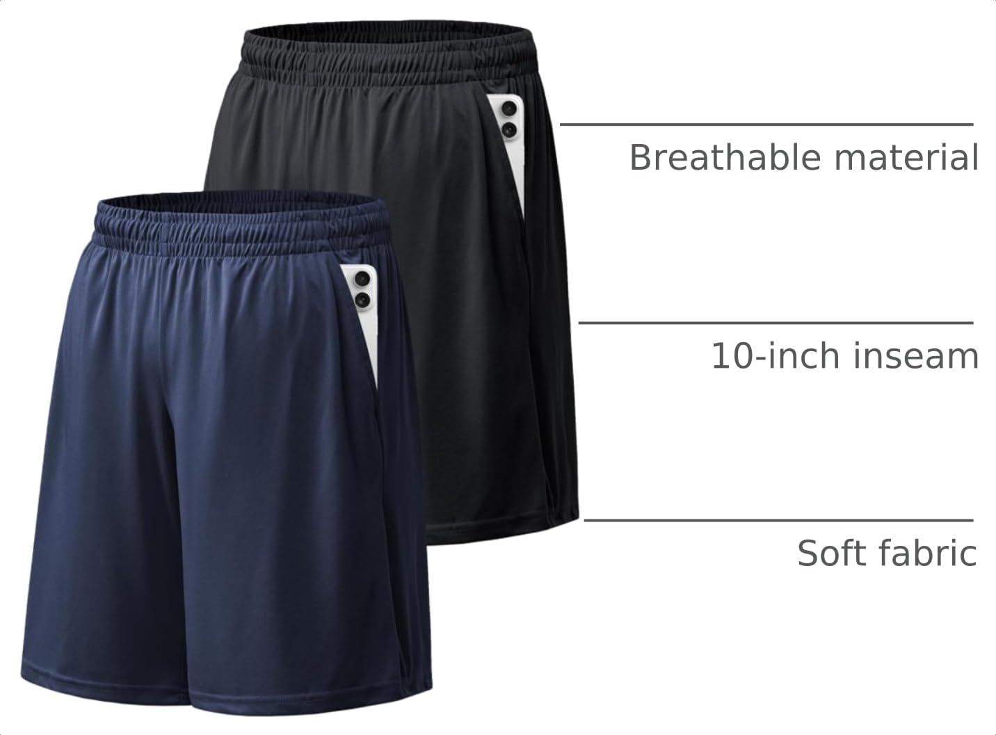 BALENNZ Athletic Shorts for Men with Pockets and Elastic Waistband Quick Dry Activewear