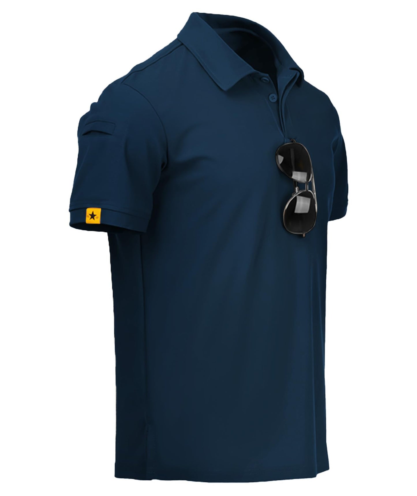 ZITY Mens Polo Shirt Short Sleeve Sports Tactical T-Shirt Athletic Golf Polos Daily Casual Stylish Collared Shirts for Men Navy Blue Medium