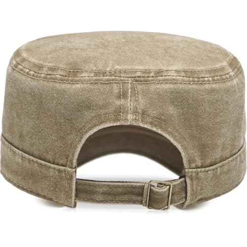 Unisex Cadet Army Caps Cotton Flat Top Cap Washed Military Hat Baseball Cap