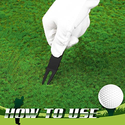 Black Metal Golf Divot Repair Tool Bent Design - Pack of 8