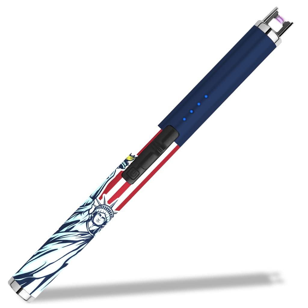 SUPRUS Electric Candle Lighter USB Type C Rechargeable Lighter with LED Battery Display and Safety Switch Windproof Best Souvenir for Independence Memorial and Veterans Day (Statue of Liberty)