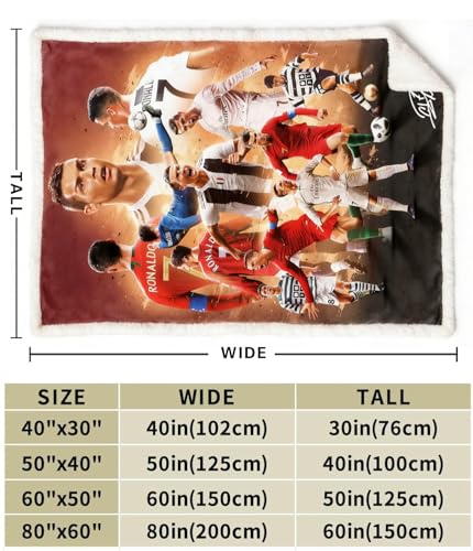 Cristiano Ronaldo Kids Blanket - Soccer Fan Throw for All Seasons, 150cm x 125cm Variation CR / 60L x 50W