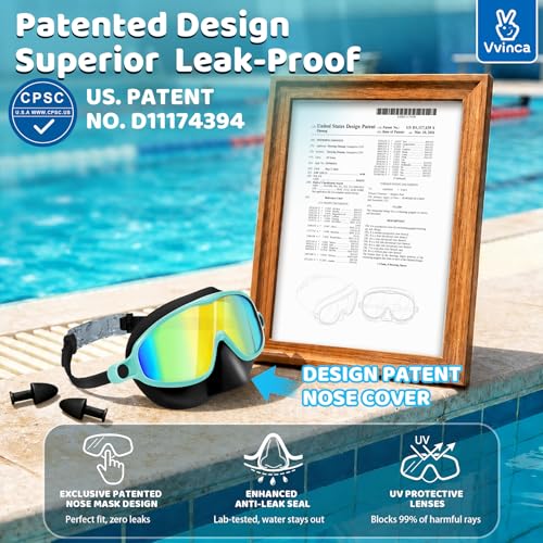 Kids Swim Goggles with Nose Cover 2 Pack - Pink & Blue for Pool & Beach