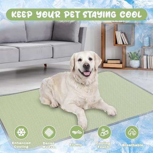Dog Cooling Mat Self Cool Ice Silk Pad for Small Medium Large Dogs Cats Green 40x28in