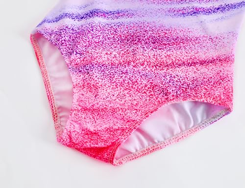 Girls' Gymnastics Leotard Set with Matching Shorts - Pink Stripe, 7-8 Years