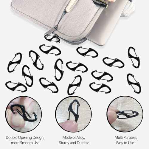 Mini Carabiner Clips, Double-Sided Spring Small Carabiner Clip, Metal Carabiner for Keys, Anti Theft Zipper Clips, Flexible and Easy to Use