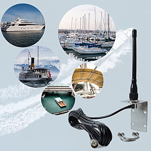 Marine VHF Antenna 156-163MHz with 16.4ft Coax Cable - Low Profile, Durable, Omni-Directional