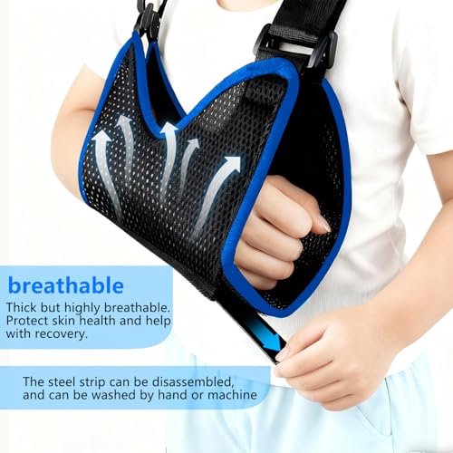 Child Arm Sling: Dual Steel Plate Support for Enhanced Stability & Safety, Breathable Mesh & Soft Sponge Lining, Skin-Friendly, Ergonomic Design for Kids, Prevents Circulation Issues