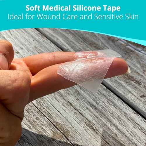 Silicone Tape for Skin Medical Silicone Tape Silicone Skin Tape Soft Silicone Tape Hypoallergenic Tape for Sensitive Skin Pain-Free Removal Tape Secures Dressing 1¡± 2" Wide (1.5ydx1.0in)