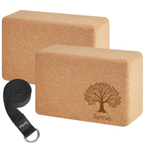 Yoga Block and Strap Set for Flexibility and Balance - Cork Support Kit