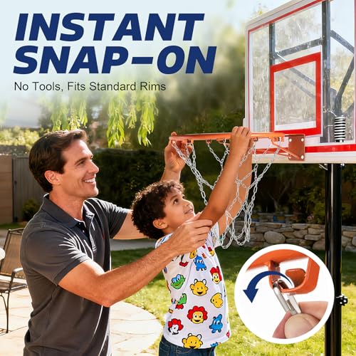 Heavy Duty 21-Inch Galvanized Steel Basketball Chain Net Replacement - All-Weather Indoor/Outdoor