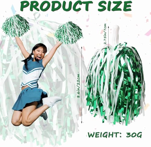 48 Pack Cheerleading Pom Poms Bulk Metallic Foil Handheld Spirit Props