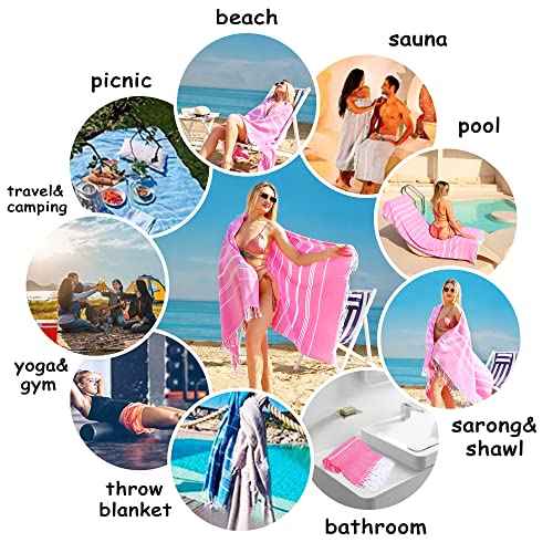 Beach Towel 2 Pack,Sand Free Beach Towels Oversized 39 x 72,Turkish Beach Towel Quick Dry Towel,Lightweight Pool Towels for Adults Travel Towel,Super Absorbent Towels Beach Essentials