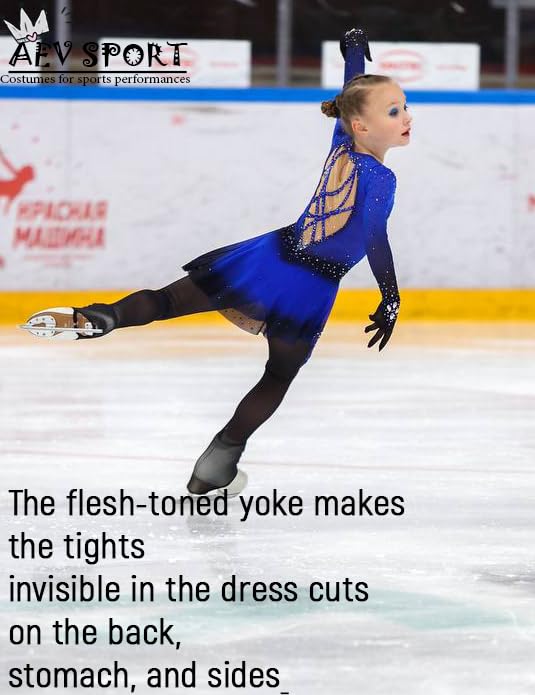 Women Mesh Ice Skating Tights with Seam for Figure Skates - Durable & Thin