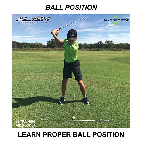 Golf Alignment Rods 2-Pack - White, Portable Swing Training Aids by MVP Sport