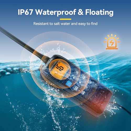 Retevis RM22 Marine Radio, IP67 Waterproof Handheld Floating Radio, High Power, Noise Cancelling Mic, Backlit LCD Display, NOAA Weather, 2200mAh Battery, USB Charging, Boat Radios(1 Pack)
