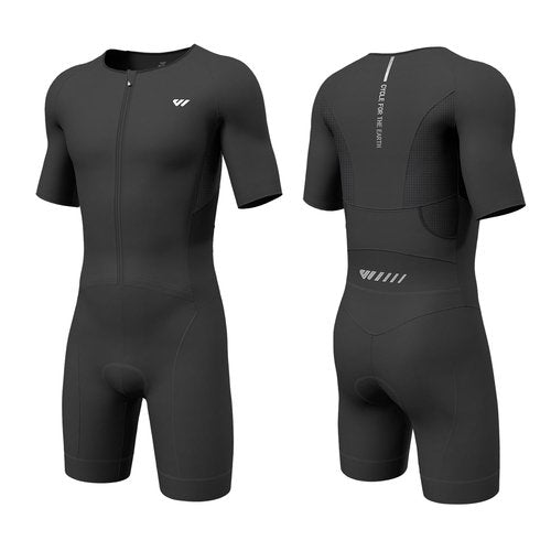Lo.gas Triathlon Suits Mens,High Elasticity Breathable Quick-qrying Trisuit Race‌ Skinsuits Cycling Swimskin Bike Swim Run Black Small