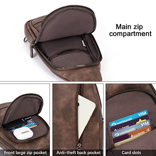 Crossbody Bag for Women Men Leather Sling Bag with Coffee Variation
