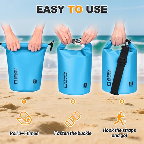 Blue 10L Waterproof Dry Bag with Phone Case - Floating Backpack for Kayaking & Travel