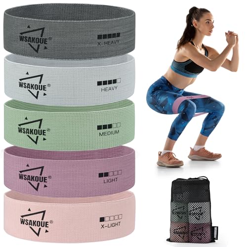 Grey Fabric Resistance Bands for Workout & Glute Training - 5 Levels
