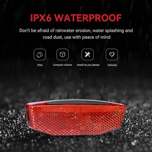 EBike Tail Light, 6V-60V LED Warning Light High Brightness Bike Rear Light Night Riding Equipment Waterproof Connector Electric Bike Accessories for Night Riding Cycling