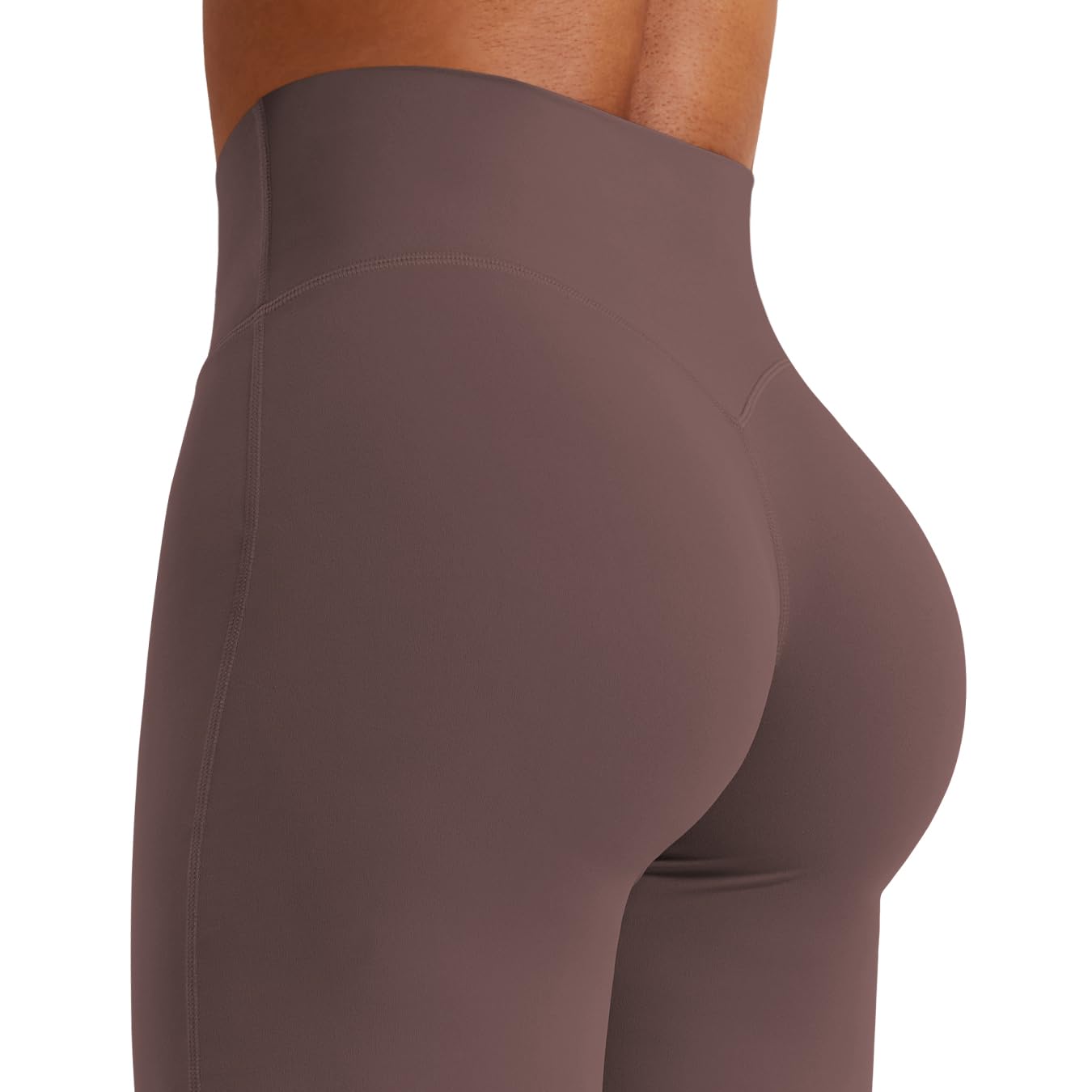 YEOREO Workout Leggings Womens No Front Seam Straight Leggings 29" High Waist Buttery Eddiy Gym Yoga Pants Plum Brown S