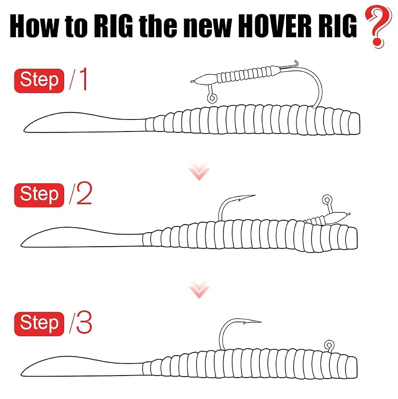 Hover Rig Jig Heads 12-Pack 1/32oz–1/8oz 2X Strong Hooks, Front Spike & Bait Keeper for Bass (Variation: 1/16oz-1/0 12pk)