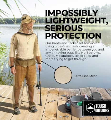Mosquito Suit Jacket & Pants Set - Large Extra Large Unisex Insect Repellent Clothing