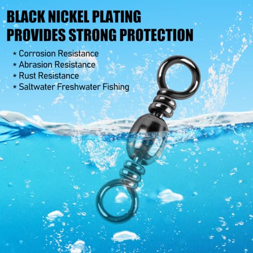 Fishing Barrel Swivels 100-Pack High Strength Stainless Brass Line Connectors #6-60LB