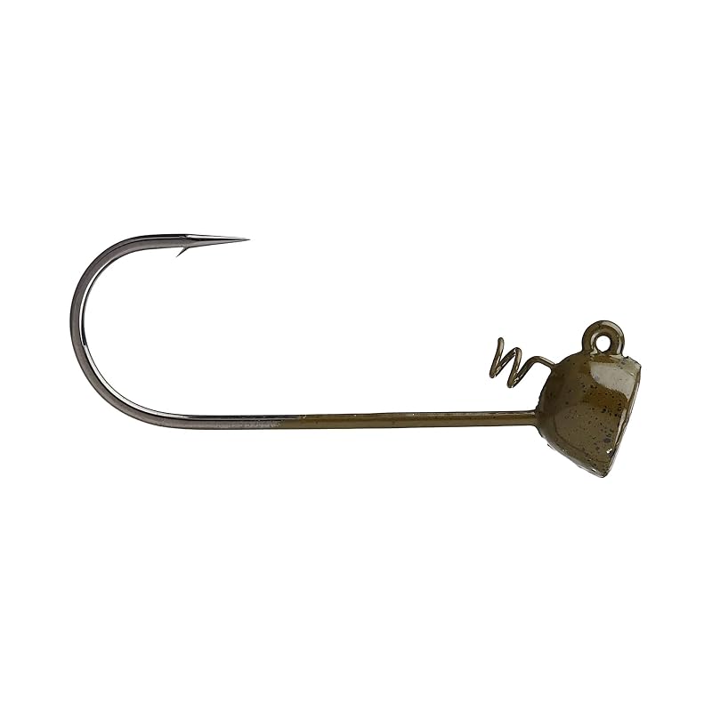Buckeye Lures Magnum Spot Remover Jig Head with Heavy-Duty Spring & Nickel Hook - Green Pumpkin 1/4 oz, 5 Pack