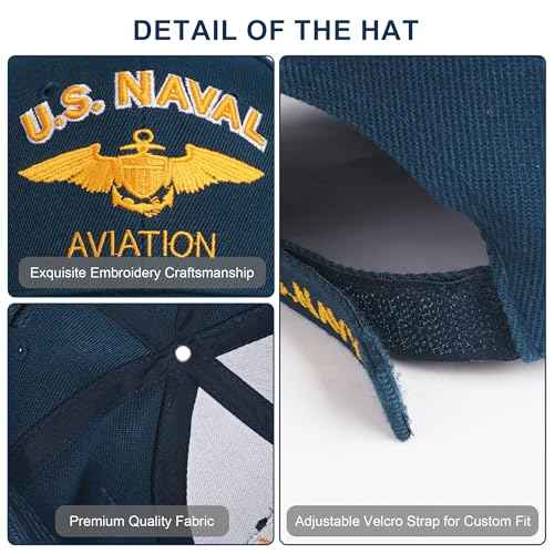 Navy Naval Aviation Emblem Blue Licensed Embroidered Cap Hat