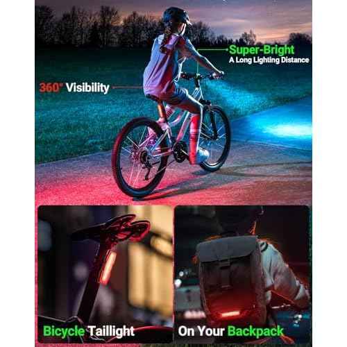 Victoper Bike Light, High Lumens Super Bright Bicycle Lite, 6+4 Modes USB Rechargeable Bike Headlight & Taillight Set, Waterproof Safety Bike Front & Rearlight for Road, Mountain, Night Riding