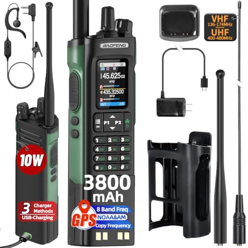 Large BAOFENG UV-32 Ham Radio Long Range 10W Walkie Talkie with GPS, NOAA Weather, USB-C Charging