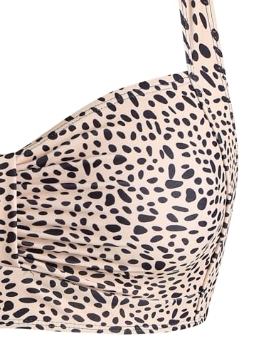 Women’s Ruching Padded Bikini Top - Leopard, Medium Size