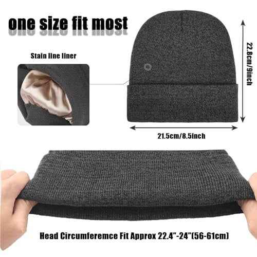 2 PCS Unisex Beanie Hats for Men Women Winter Knit Beanies Soft Slouchy Warm Cuffed Beanie Hat