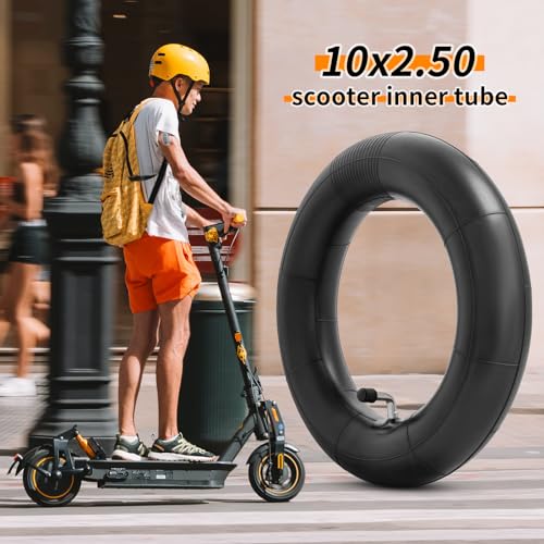 Heavy Duty 10x2.50 Inner Tube for Electric Scooter - 40% Thicker, CR202 Valve Stem, Pack of 2