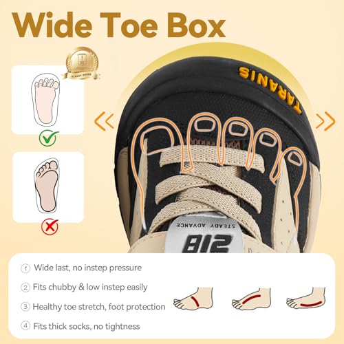 Toddler Outdoor Hiking Shoes 8.5 Black Apricot Toe Protection Arch Support Wide Toe Box
