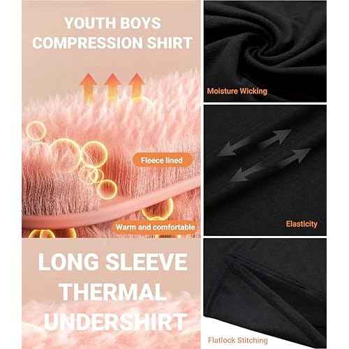 Youth Boys' Compression Shirt Long Sleeve Thermal Undershirt£¬Fleece Base Layer Athletic for Baseball, Football