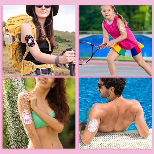 Waterproof Adhesive Patches for Dexcom G7 - Floral Bow Design, 32 Pack, Sweat & Water Resistant