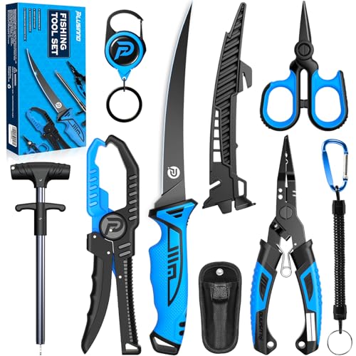 PLUSINNO 7 Pack Fishing Pliers, Multi-Tool Fishing Gear with Knife & Hook Remover