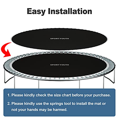 14ft Round Trampoline Replacement Mat with 72 V-Rings for 6.5" Springs - Fits 12ft, 14ft, 15ft Models