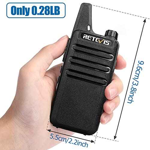 Retevis RT22 Walkie Talkies with Earpiece, Two Way Radios Long Range, Mini Walkie Talkie Rechargeable for Adults,Key Lock,VOX Handsfree, for Family Hunting Camping Hiking Skiing (4 Pack, Black)