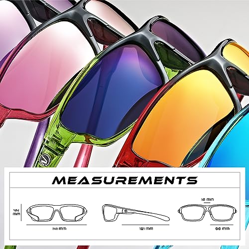 Polarized Wrap Around Sports Sunglasses UV400 Protection Matte Black Silver Mirror