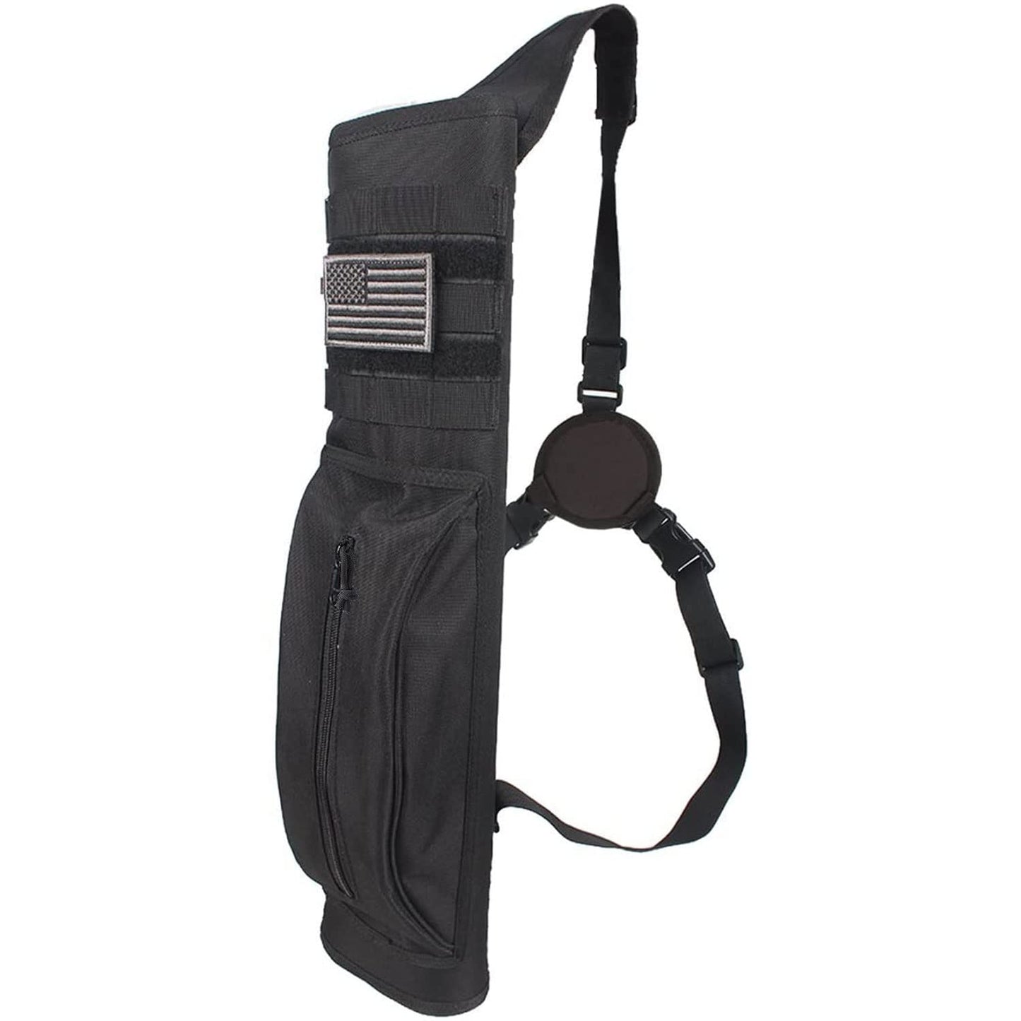 Kratarc Archery Multi-function Heavy Duty Back Arrow Quiver with Molle System Shoulder Hanged Target Shooting Quiver for Arrows (Black- for Right-handed)