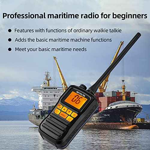 Retevis RM01 Handheld Marine Radio, Floating IP67 Waterproof, Portable Marine Two-Way Radios, NOAA Weather, International Channels, Vibration Drainage, Backlit, Boat Radio for Kayak Fishing(1 Pack)